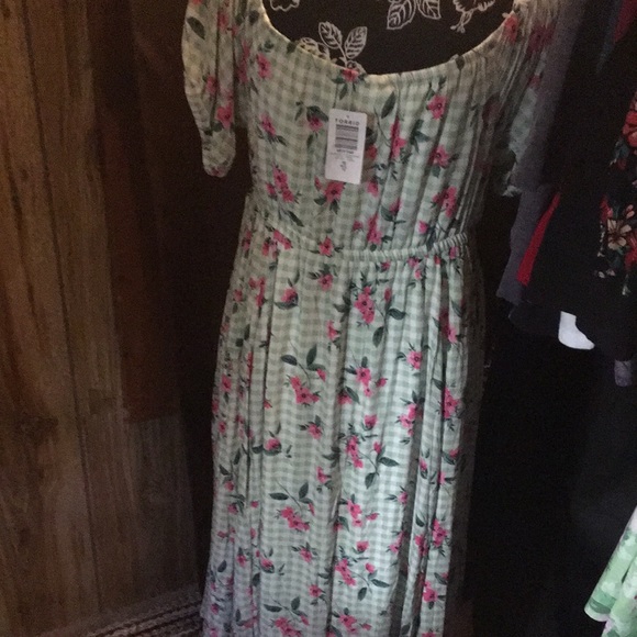 NWT TORRID Retro Chic Midi Green Plaid & Floral Dress - Picture 6 of 11